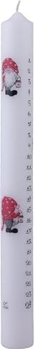Diana candles Adventskalenderkerze 3x30cm verschiedene Kerzen 24 Tage Kerzen Adventskerzen (Motiv Wichtel -weiß mit schwarzen Zahlen)