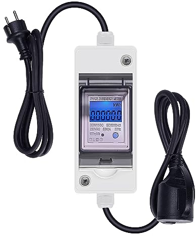 Mobiler Digitaler Stromzähler,Wechselstromzaehler,IP65 Wasserdicht Stromverbrauch mit LED & Reset,Gummischlauchkabel Tragbar für Wohnmobile Elektrofahrzeuge Haushalte Usw (Type A)