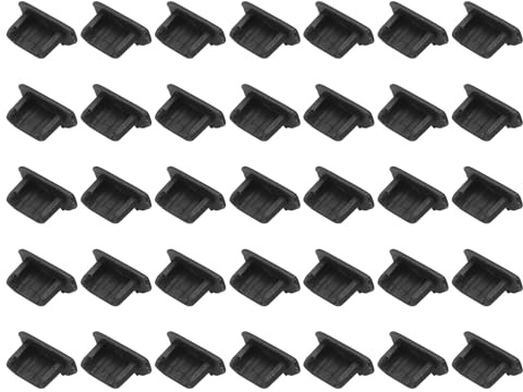 sourcing map 35pcs Phone Micro USB Port Plugs Covers Caps Silicone Anti Dust Protector for Cell Phone Micro USB Female End, Black