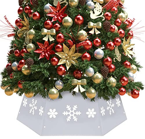 Camerina Weihnachtsbaumrock Silbern und Weiß Ø68x25 cm WeihnachtsbaumstäNder Abdeckung Abdeckung FüR ChristbaumstäNder
