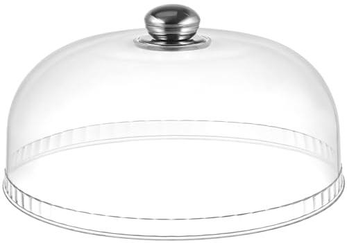 PRETYZOOM Plastic Clear Cake Cover, 25cm Dome Cake Platter Cover, Cloche Dome with Portable Handle Reusable Food Cover for Cake Pastry Display