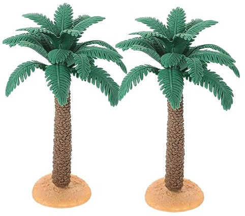 TOPBATHY 2stücke PVC Miniatur Palmenmodell Mit Sockel Realistische Landschaftsdeko Aus Stabilem Kunststoff Für Modellbau Dioramen Und Sandtisch-Gestaltung Leicht Und Langlebig