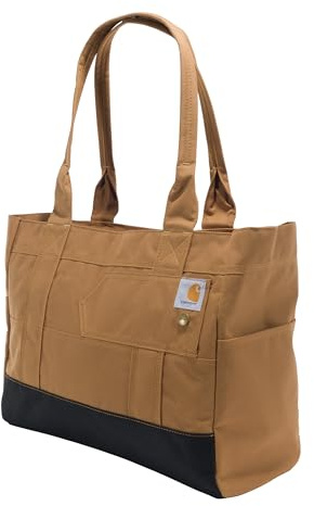 Carhartt Horizontal Zip Tote, Durable Water-Resistant Tote Bag with Zipper Closure, Carhartt Brown