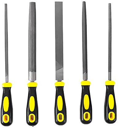 ZPECIAL Handwerkzeug-Sets, 5-teiliges Metallfeilen-Set, einschließlich Flacher, runder, Halbrunder, dreieckiger, quadratischer Feile, Kohlenstoffstahl-Feilen-Set (Größe: 310 mm)