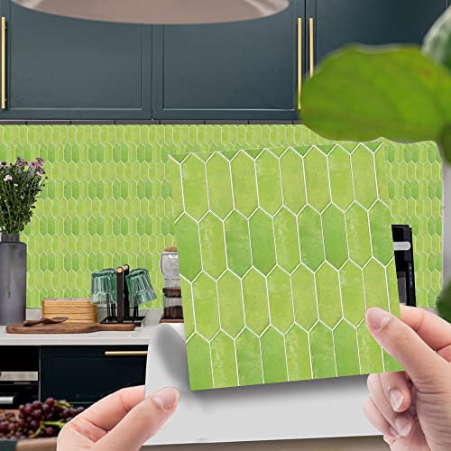 Fliesenaufkleber Grüne Geometrie Selbstklebende Klebefliesen, Wandfliesen Aufkleber,Wasserdicht Fliesensticker Fur Kuche Badezimmer Dekorative Stickerfliesen,Wohnzimmer Dekoration10X10Cm