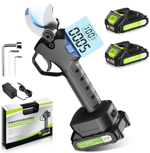 Sécateur Électrique Sans Fil 40 mm, Secateur Electrique Professionnel, LCD Display Bildschirm, Moteur Sans Balais Ciseaux de Jardinage Professionnel X2 2.0Ah pour L'élagage des Arbres et Arbustes