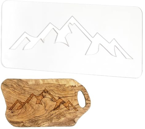 BENECREAT Mountain Clear Acrylic Router Inlay Template, 30x12.7cm Holzbearbeitung Router Template mit Schutzfolie für Erstellung von einzigartigen Inlays in Schildern, Charcuterie Boards, 4.5mm dick