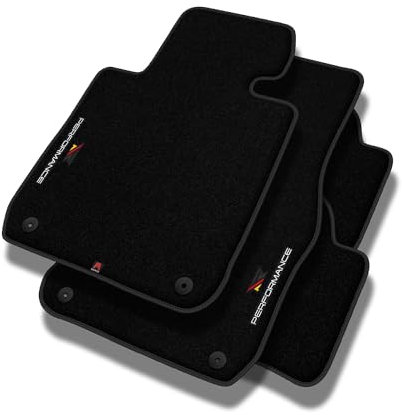 MatsMore Autoteppiche Automatten Velours Fussmatten passt für Opel Adam 2013-2019 - Premium, Perforiert, schwarz, rot und gelb -Präzise CNC-Stickerei, Design-Lochpaspel, Auto Fußmatten - Perfekt für A