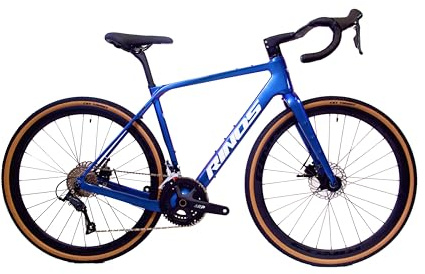 Rinos Sandman 1 Bici Gravel in Carbonio | SORA, 18 Velocità | Telaio in Carbonio T800 | 9,8 kg | Freni a Disco | Pneumatici CST 700x40C (Blu, XL (58cm))