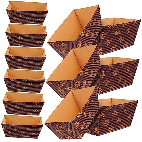 MOLUCKFU Stampi Usa e Getta in Carta Kraft Per Pane e Dolci, 25 Pezzi Rettangolari, Resistenti Al Forno e Microonde, Adatti a Caffetterie e Uso Domestico