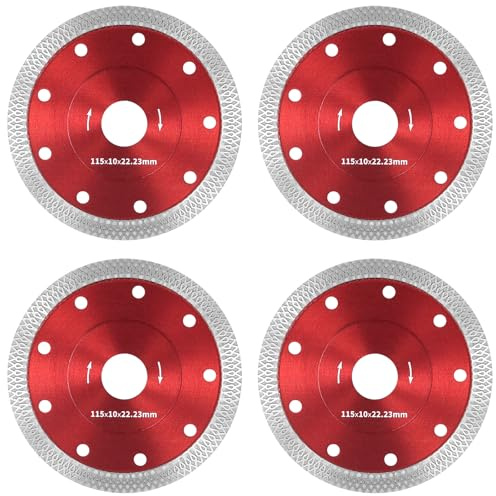 KOHAND 4 PCS 115 mm Angle Grinder Discs, 4.5 Inch Diamond Cutting Discs, Red Tile Cutting Disc For Porcelain, Concrete, Tiles, Stones, Marble, Diamond, Ceramics