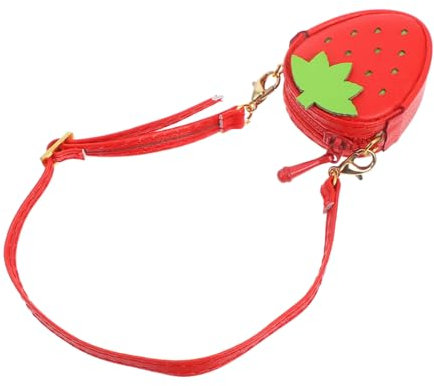VILLCASE Bolso Bandolera Pequeño con Apariencia de Fresa Divertida para Muñecas de Juguete