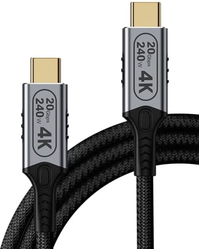 BAWIOFIAU USB C Cable 3M,cable usb c 3.2,20 Gbps, 240w Carga Rapida, cable usb c video 4k@ 60Hz de Transmisión Para Ordenadores Portátiles, Teléfonos Móviles, Dispositivos