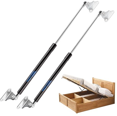 Koaudb 430MM 534N/120LB Amortiguadores con L soporte de montaje Amortiguador Pistones Hidraulicos Muebles para Puertas de armarios de cocina TV gabinete de almacenamiento tapa, 2PCS (17in-120LB)