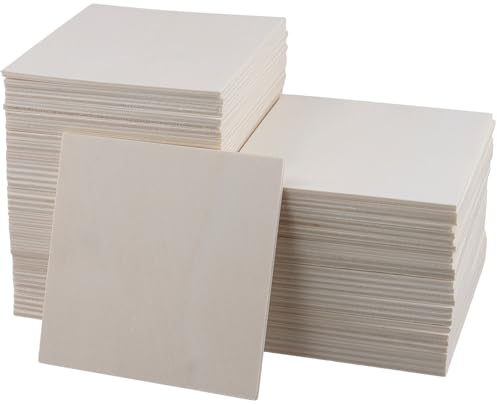 KEILEOHO 120 Pezzi Compensato quadrato, 100 x 100 x 3 mm, Fogli di Legno per Decorazione, Modellare, Taglio Laser, Pirografia
