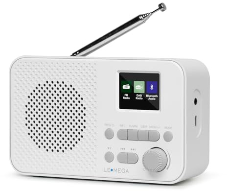 LEMEGA DAB Go Personal Small DAB Radio,Bluetooth,FM,LCD Display,Dual Alarms | Mains or AA battery,headphone jack,40 presets,dual alarm clock,snooze,travel and outdoors,compact and lightweight