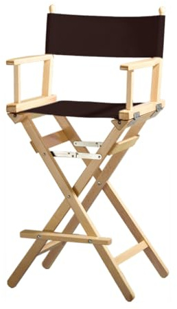 ZStyle Sedia Regista Sgabello Pieghevole Leggera Portatile Director Make Up per Hotel Ristorante Casa Veranda Bar Trucco in Legno di Faggio e Tessuto Alta Truccatrice (Fusto Naturale - Tela Marrone)