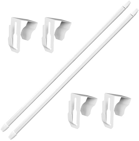 Sghtil Barra de cortinas extensible, barra de cortinas telescópicas para ventana, fácil de instalar, suministros decorativos para el hogar, incluye 4 ganchos para baño, dormitorio, sala de estar