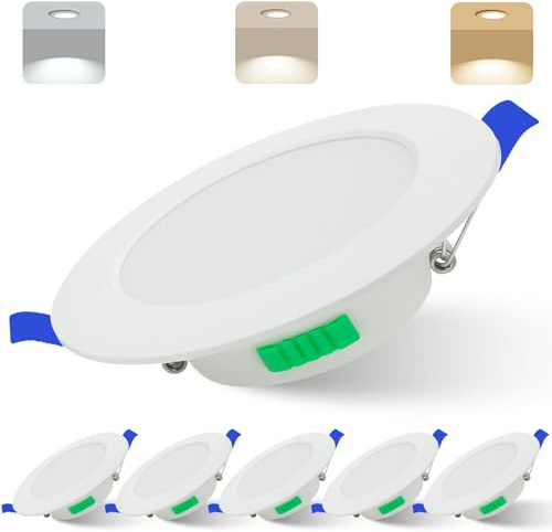 LED Downlights Ultra Slim 7W LED Recessed Ceiling Lights Dimmable Hole Size 75 mm, Warm White Neutral White Cool White Adjustable, IP44 Round Spotlights for Bathroom Kitchen Living Room