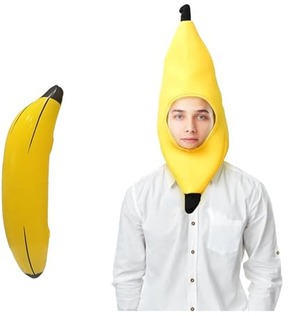 MXYZQDE 2 Stück Bananen Kostüm, Banana Hat, Süß und Raffiniert Bananenkostüm Männer, Lustige Party Hut Bananenhut Geeignet für kreative Bildaufnahmen und Partydekorationen