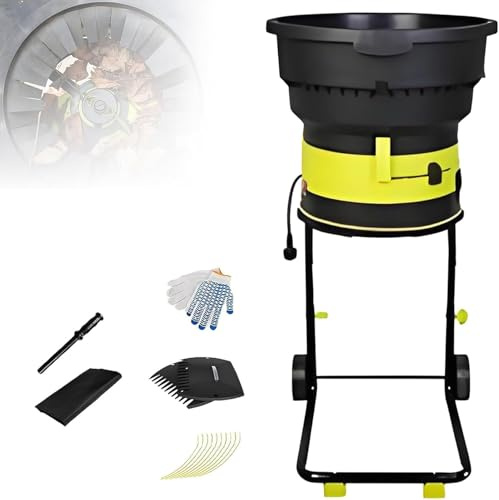 GAYAYAS 8000RPM Electric Chipper, Garden Compost Shredder, Garden Cleanup Tool, with 54cm Funnel Diameter, for Garden Debris, Leaves and Branches 30MPowerCord