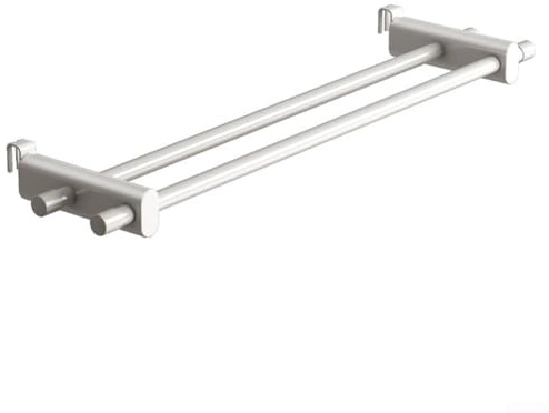 Towel Rail Radiator Dryer with Double Rod Design, Aluminum Alloy Construction for Efficient Clothes and Towel Warming and Drying, for Hook and Screw Mounts, Fits Various Radiator Sizes 62cm White