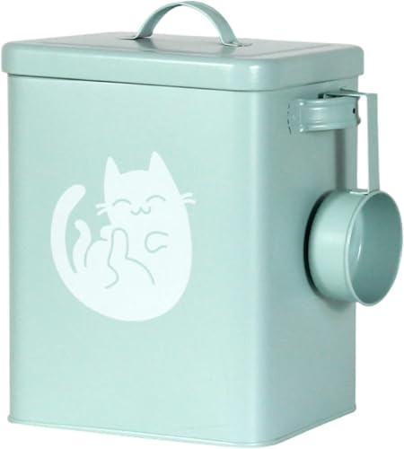 Boîtes métalliques pour aliments pour chats, organiseur de comptoir de cuisine pour croquettes, céréales,Conteneur de nourriture pour chiens et chats de 6 L avec pelle et couvercle hermétique