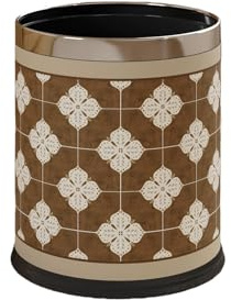 YIORYO Moderner Abfalleimer aus Leder, runder dekorativer Abfalleimer, for Schreibtisch, Gäste-WC, Badezimmer, Schlafzimmer, Hotel, Büro, Zuhause(10L)