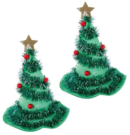 PAMINGONO 2stücke Baumförmige Weihnachtsmütze Party-kopfbedeckung Weihnachtskopfschmuck Weihnachtsbaumhut Weihnachtshut für Aufführung Zufälliger Stil