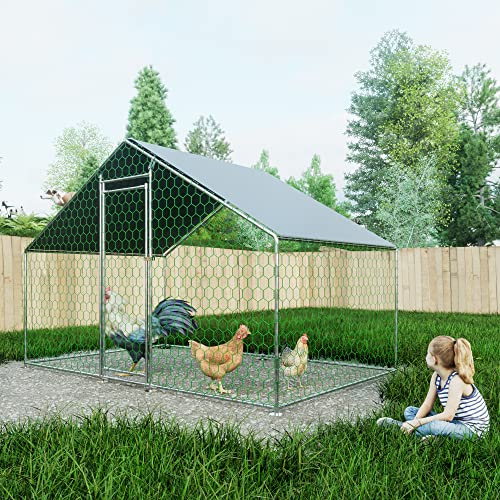 Recinzione per piccoli animali – XXL 3 x 2 x 2 m in metallo, grande beccuccio per polli con tetto e serratura di sicurezza, impermeabile, come coniglio o esterno per gatti