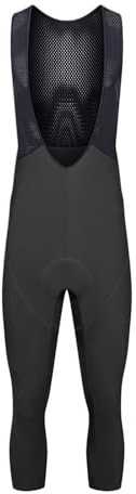 GOXQIT Salopette Ciclismo Pantaloni con Bretelle da Ciclismo Pantaloncini in Pile Termico Invernale 3/4 Bici 6 Ore Uomo Lunghi 3 Colori(Deep Grey,XL)