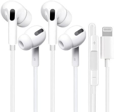 Auriculares para iPhone con Cable, 2 Unidades, certificados Apple MFi Nosie Reduction Auriculares compatibles con iPhone 14/13/12/11/XR/XS/X/8/7/SE/Pro/Pro MAX