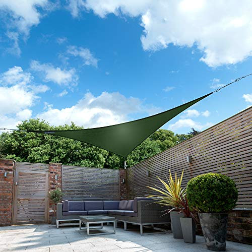 Kookaburra Waterproof Garden Sun Shade Sail Canopy in Green 98% UV Block (5m Triangle)