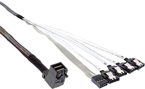 InLine Câble coudée 27631b Mini SAS HD SFF 8643 sur 4 x SATA avec Side Ruban 1 m