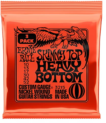 Ernie Ball Skinny Top Heavy Bottom Slinky Nickel Wound Electric Guitar Strings 3-pack, 10-52 Gauge (P03215)