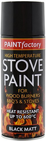 1 X 400ML Heat Resistant Matt Black Spray Paint Stove High Temperature UPTO 600 DEGREES BBQ'S ENGINES EXHAUST PIPES WOOD BURNERS