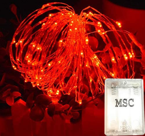 MSC Lichterkette mit 100 LEDs, batteriebetrieben, 10 m, Rot