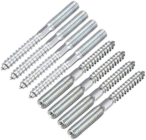 uxcell M8 Hanger Bolts Length 3-1/8(79mm) Double Headed Bolts Self-Tapping Screw 8mm Wood Joint Furniture Legs 8pcs