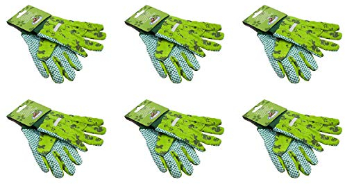 Esschert Design KG110 Kinder-Gartenhandschuhe, mit Noppen, Gemustert, grün (6 Paar)