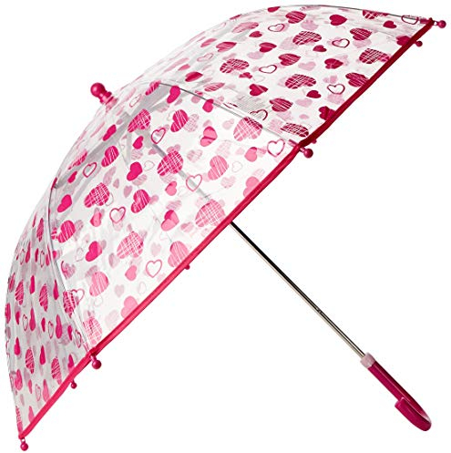 Playshoes Unisex Kinder Regenschirm Stockschirm mit kindgerechtem Mechanismus, Herzchen, original