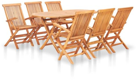vidaXL Teak Massiv Gartenmöbel 7-TLG. Klappbar Sitzgruppe Sitzgarnitur Gartengarnitur Gartenset Klapptisch Klappstuhl Tisch Stühle