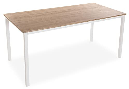 VERSA Amaia Tavolo da Pranzo per Cucina, terrazzo, Giardino o Sala da Pranzo, Misure (A x L x l) 79 x 80 x 160 cm, Legno e Metallo, Colore Bianco