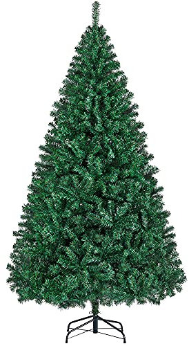 Yaheetech 7ft Artificial Christmas Tree Hinged Spruce Xmas Pine Tree with Foldable Stand Holiday Decorations Indoor/Outdoor, Green