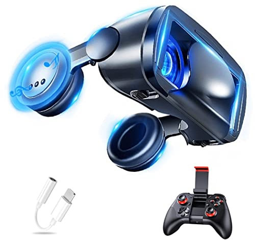 Gafas de Realidad Virtual, 3D VR Gafas con Controlador Bluetooth para Juegos Visión Panorámico VR Glasses para iPhone 13 Pro Max/13 Pro/13/12/11, para Samsung Galaxy S21, Huawei, Xiaomi ( Size : Ios )
