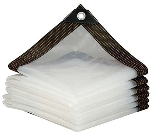 QIAOH Telo Impermeabile Trasparente Esterno 5x5m, Impermeabile Teloni Copertura PVC Multiuso Telo Occhiellato Pieghevole Usato per Terrazza, Arredamento da Giardino