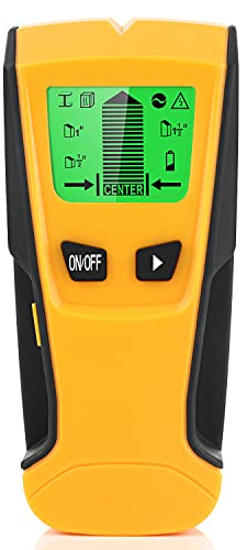 Stud Finder, 5 in 1 Wall Scanner - Stud Detector/Live Wire Detector/Wood Detector/Cable Detector, Wall Detector with Alarm Function, Backlit LCD Display Stud Detector, Up to 3” (75mm)