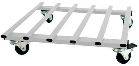Tecnokit: Rigatino Pflanzenwagen, verschiedene Größen, mit Rädern, aus Metall, max. Tragkraft ca. 90 kg, schwarz, gebrannt, weiß (33 x 33 cm, Weiß)
