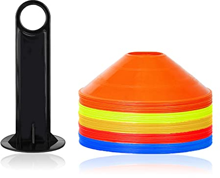 YARDIN Lot de 50 chapeaux de football - Accessoires d'entraînement pour football, basket-ball, tennis, coordination, athlétisme et agilité (5 couleurs)