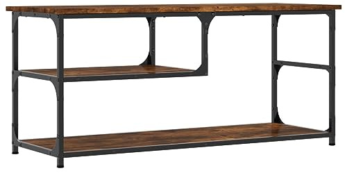 vidaXL TV Schrank, Fernsehschrank mit viel Stauraum, Lowboard für Fernseher Wohnzimmer, Fernsehtisch Sideboard TV Ständer TV Gerät, Räuchereiche Holzwerkstoff Stahl