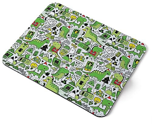 Destination Vinyl ltd Christmas Technology Dinosaur Phone Laptop Text Winter Funny Flexible Rectangle 5mm Rubber Mouse Mat Pad Office Home Novelty Printed Desk Accessory #170041